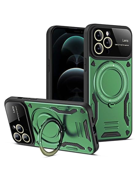 Kainevy Cover per iPhone 12 Pro Max Magnetica Trasparente [Compatibile con MagSafe] con Anello Supporto, Rigida Custodia per iPhone 12 Pro Max Cover Antiurto Militare Sottile per Donna Uomo (Viola