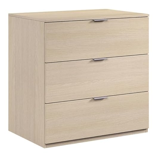 Habitdesign Comoda 3 Cajones, Dormitorio, Modelo LowCost, Acabado en Color Roble, Medidas: 77 cm (Ancho) x 80 cm (Alto) x 38 cm (Fondo)