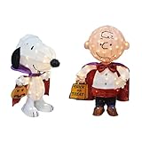 PRODUCTWORKS Set of Two Peanuts Halloween 3D Snoopy and Charlie Brown Vampires Holiday Outdoor LED Yard Decor