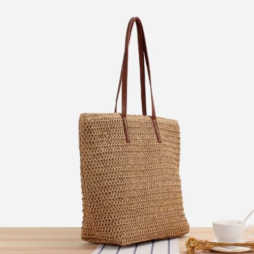 Woven Beach Tote Bag for Women Straw Handbag Minimalist Summer Purse for Daily Use for Beach Hiking and Camping Stylish and Portable Design2
