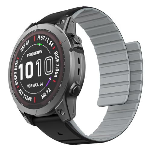 ISABAKE Compatible with Fenix 5/Fenix 6/Fenix 7 Band,22mm Magnetic Soft Silicone Watch Strap for Fenix 5 Plus/Fenix 6 Pro/Approach S62/Quatix 6,Replacement for Forerunner 935/Quatix 5 Smartwatch Bands