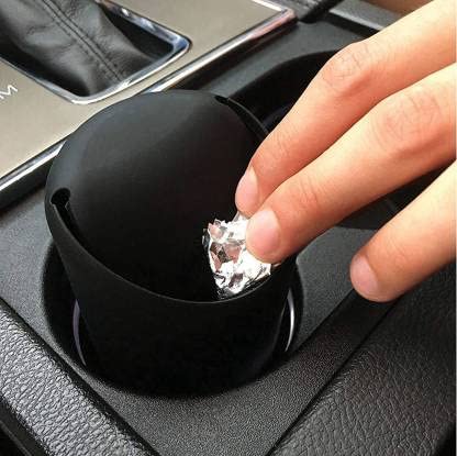 Image of TANTRA Black Car Dustbin Small - All Cars Accessories, Car Trash Bins with Lid, Perfect Size Fits Car Cup Holder in Console Or Door - Discreet Trash Management for Your Car, Carbon