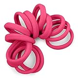 Cyndibands Seamless Hair Ties - Pink - Gentle Hair Ties No Damage, Standard Size 1.5 Inch, Soft and Stretchy Nylon Fabric Ponytail Holders - 12 Count