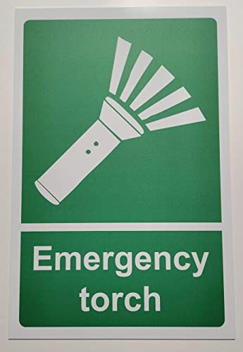 Emergency torch safety sign - Self adhesive sticker (100mm x 150mm)
