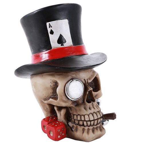 Pacific Giftware Poker Skull Ace Spades Top Hat Casino Dice Poker Game Skull Gambler Figurine Gift