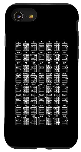 ギター 運指 コード一覧 音楽 ギフトアイデア おもしろ ギター奏者 クラシック ギタリスト コード表 おしゃれ スマホケース iPhone SE (2020) / 7 / 8 用