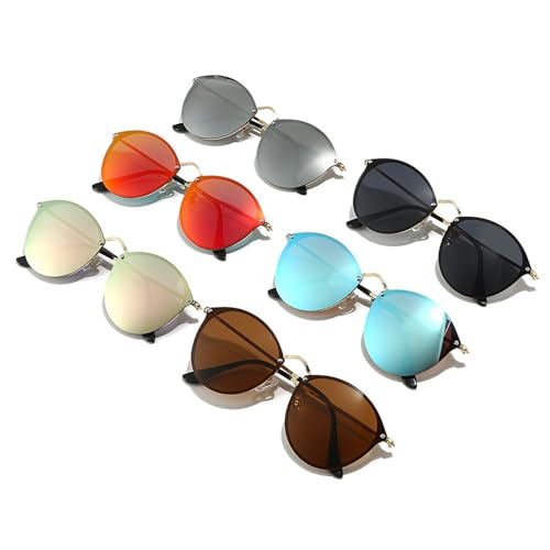 Retro Round Punk Metal Women Sunglasses Shades UV400 Fashion Men Trending Mirror Sun Glasses4