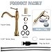 Single Hole Tall Bathroom Faucet Antique Brass Bathroom Vessel Sink Faucet, 360° Swivel Retro Vanity Faucet, Tall Spout Single Handle Lavatory Mixer Tap, Deck Mount