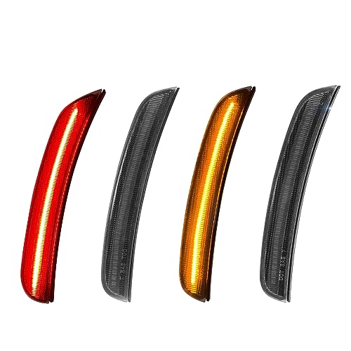 LDETXY LED Side Marker Lights Assembly for Charger 2015-2022, Smoke Black Front Amber Rear Red Bumper Reflectors Signal Lamps for Dodge Charger 2015-2022 Accessories (4PCS)