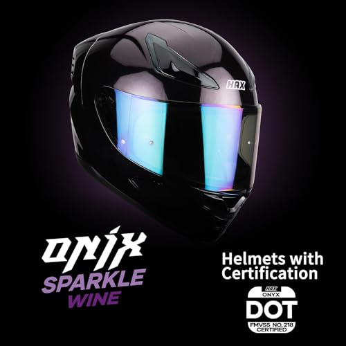 Image of HAX Onix Full Face Motorcycle Helmets DOT Approved, Pinlock Ready & Intercom Slot , Motorbike Powersports Street Racing for Men Women(Midnight Purple, XXL)
