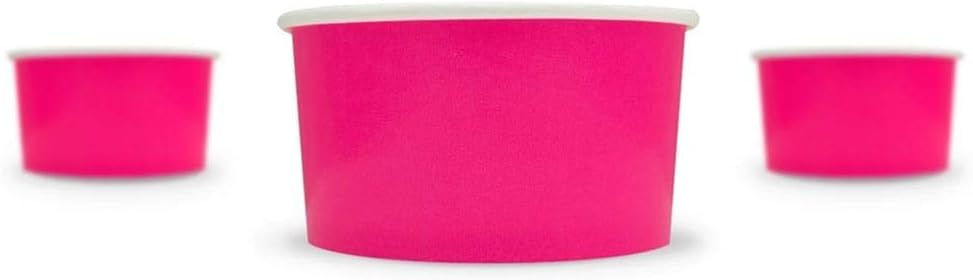 UNIQ 1000-Count 5 oz Paper Ice Cream Cups Pink Color | Solid Dessert Bowls for Ice Cream, Yogurt, Gelato | Frozen Dessert Supplies