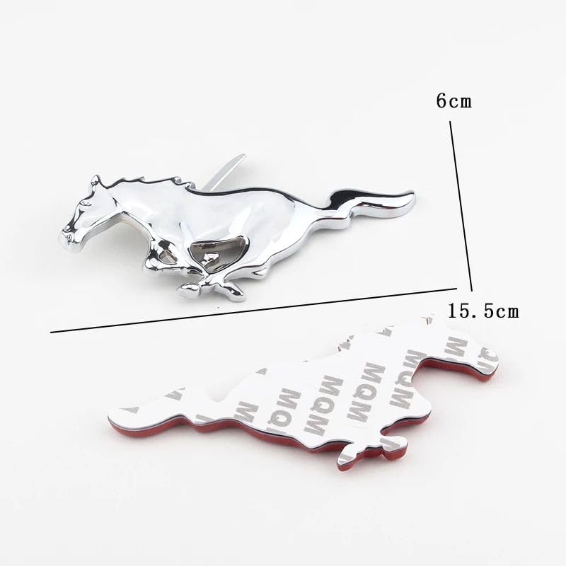 Image of OAN 3D Raised Mstang Horse Silver Metal Monogram Emblem Badge Sticker for All Cars & Bikes (Black)