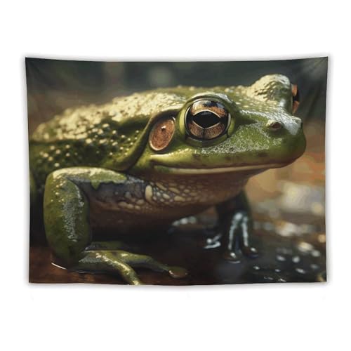 Tapisserie murale pour salon nature et zen avec grenouille dans l'eau