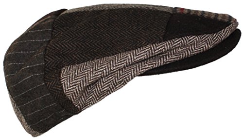 Ted And Jack - Tweed Patchwork Newsboy Driving Cap With Quilted Lining In Brown-Large/X-Large #TOP4