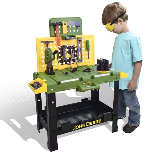 John Deere Kids Workbench, Power Tools Workshop, Build Your Own Toy Tool Box with 39 Realistic Toy Tools and Accessories, 5+