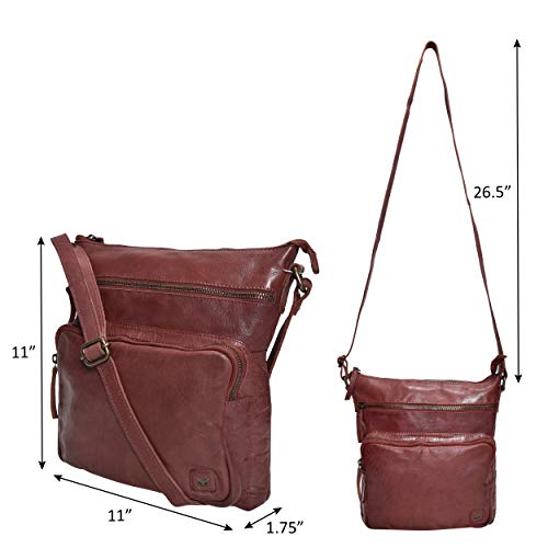 Real Leather Crossbody Bags Purses for Women Shoulder Handbags Crossover Handmade Stylish Trendy Pocketbook (Burgundy Washed Vintage) - Thumbnail 3