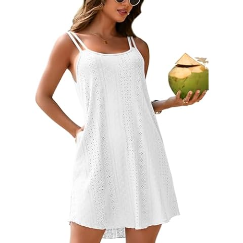 Charmo Hollow out Swimsuit Coverup for Women Cute Bikini Coverup Summer Trendy Casual Dress 2024 Crochet Beach Cover up White L Cover