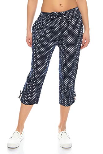 Kendindza 3/4 Hose 3/4 Caprihose Damen Sommer Caprihose Damen Sommer Stretch Damen Caprihose 3/4 Schlupfhose Damen Sommerhose Damen leicht (Dunkel-Blau, XXXL)