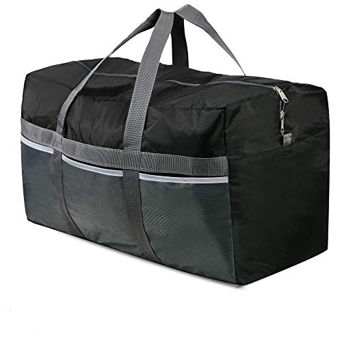 Domaker 96L/75L Duffle Bag,Extra Large Duffle Bag,Water Repellency Travel Foldable Duffle Bag for Men Women Adults,Black/Blue/Wine Red (black,96L)