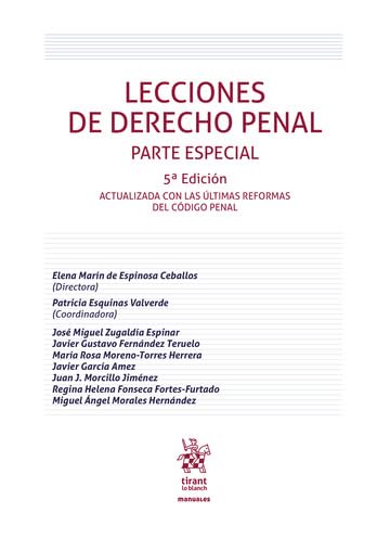 Lecciones de Derecho Penal. Parte especial 5ª Edición Actualizada con las últimas reformas del Código Penal (Manuales de Derecho Penal)