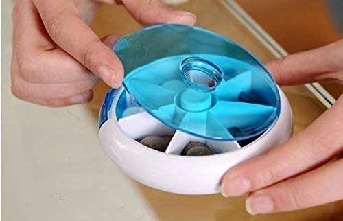 Xenon-Venture-Portable-Press-Button-Round-Plastic-Pill-tablet-Medicine-Storage-Box-case-holder-Organizer-for-travel-home7-Compartment-7-Day-Pill-Reminder-boxmulticoloursmall-2-pcs