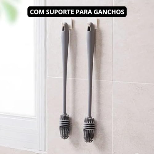 Kit, Conjunto, Jogo 4 Peças - Escovas Esponja 1 Silicone, 1 Nylon, Para Lavar Garrafas Mamadeiras Co