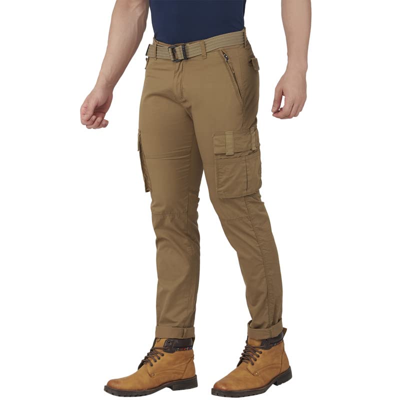Image of BEEVEE Mens Solid Fixed Waist Cargo with Belt.