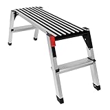 Robuste Aluminiumkonstruktion D-TACK Sicherheits-Laufbühne aus Aluminium  Arbeitsbühne belastbar bis 150 kg  rutschfeste und gummierte Arbeitsplattform  Zusammenklappbare Trittbank