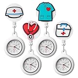 Vintoney Krankenschwester Uhr, 4PCS Krankenschwesteruhr Schwesternuhr Taschenuhren für Damen Pflegeuhr Taschenuhr Zeiger mit Leuchtend im Dunkeln Dehnbare Silikon Hülle - Pflegeelemente