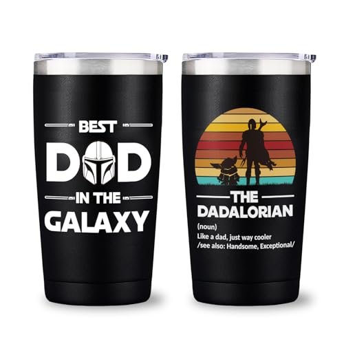 Arsemica Birthday Gifts for Dad from Son Daughter, Funny Tumbler with Lids and Straws for Father, Best Dad in The Galaxy Tumbler, 20 OZ Cups Keep...