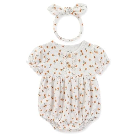 JiAmy Cotton Baby Bodysuit Set with Headband Cover