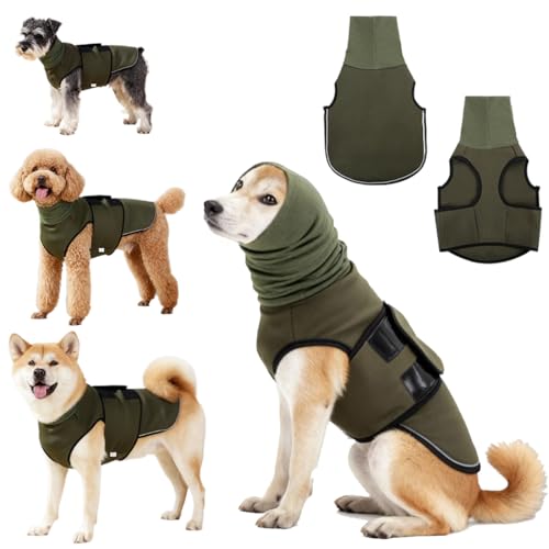 WRQIOO Hundemantel mit Beruhigender, 2 in 1 Beruhigungsweste für Hunde, Anti Stress Weste Hund, Calming Shirt Hund mit Ohrenschutz und Reflektorstreifen,Angst Beruhigungsjacke,Thundershirt H-und(XL)