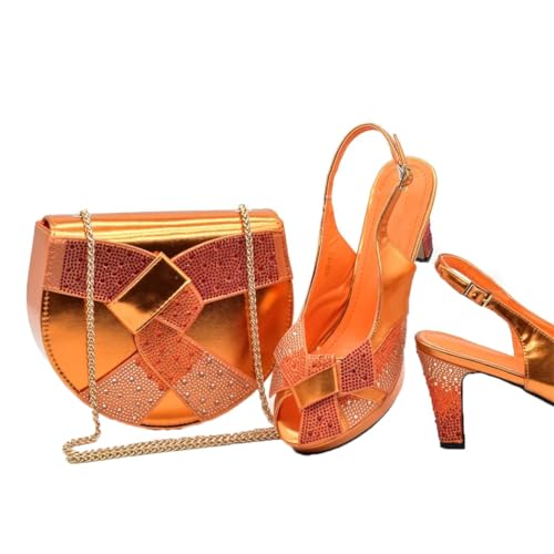 Women's Rhinestone Wedding Shoe and Bag Set with High Heels – Elegant Party Pumps