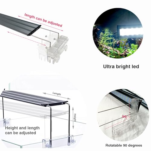 Image of Jainsons Pet Products Aquarium Fish Tank for Planted /Nature Aquarium Lighting Slim Bright Planted MinJiang Aquarium White LED Light (XP-300 |16 W | Suitable for 30-40 cm Aquarium)
