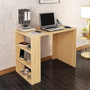 MERTIS Schreibtisch mit 3 Regalablagen Natur