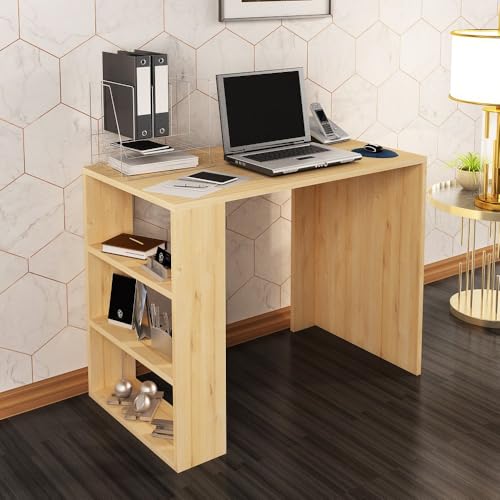 MERTIS Schreibtisch mit 3 Regalablagen Natur