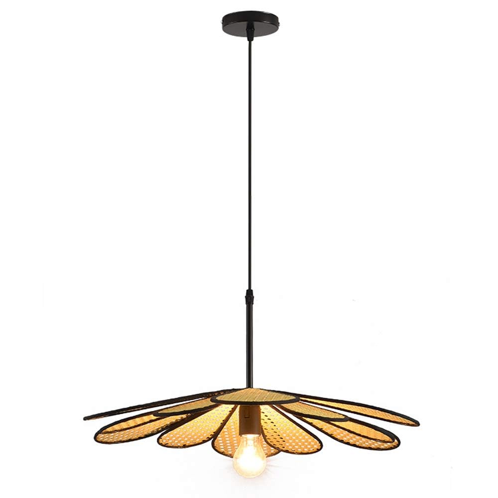 Suspension en rotin tressé à la main, lustre fleuri en osier pour une décoration raffinée