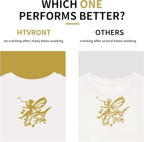 Image of HTVRONT Gold HTV Heat Transfer Vinyl Bundle: 24 Pack 12 inchx12 inch Iron on Vinyl Sheets for T-Shirt (1 PTFE Sheet Included), Gold PU HTV Vinyl Easy to Cut & Weed for Heat Design