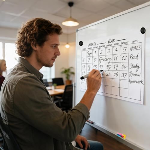 Calendario de pared con juego de 12 hojas de cinta doble cara e imán 2