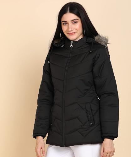 Image of Ellipse Nylon Regular Length Jacket For Girls Solid Color Women's Winter Jacket Stylish Quilted Regular Fit Full Sleeves Jacket