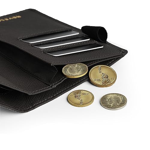 Passport Holder Wallet, Genuine Leather Travel Wallet with RFID Blocking for Men & Women / W6 (Black Saffiano)4