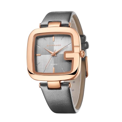Image of Giordano Monogram Watch for Women Dial with Metal & Leather Strap Fashionable Design, Water Resistant Quartz Analog - Perfect for Casual & Office Wear