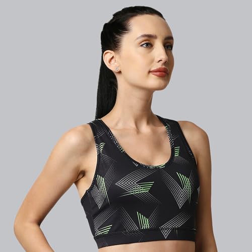 Image of SOIE Women's Medium Impact Quick Dry Padded Racerback Printed Athleisure Sports Bra
