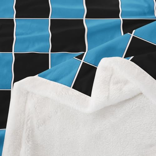 Image of Erosebridal Plaid Sherpa Blanket Navy Blue Black Checkerboard Fuzzy Plush Throw Geometric Checkered Fleece Blanket for Kids Boys Girls,Aesthetic Grids Decor for Bed Couch 40 inchx50 inch