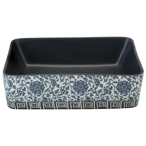 Lavabo de encimera rectangular negro azul: cerámica antimanchas de fácil limpieza 5