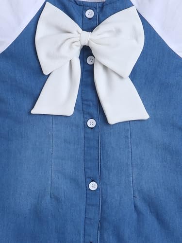 Image of Dresses for Kids Girls, Stylish Knee Length Once Piece Denim Frocks for Girls, Casual Dress for Summer & Special Occasion