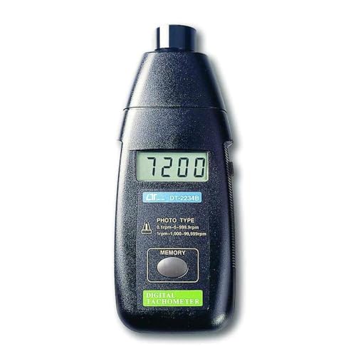 Non Contact Laser Photo Tachometer Measures RPM from 5 to 99,999 with High Accuracy, Data Hold, Memory Function and LCD Display Ideal for Industrial and Automotive Applications|Model : DT-2234B