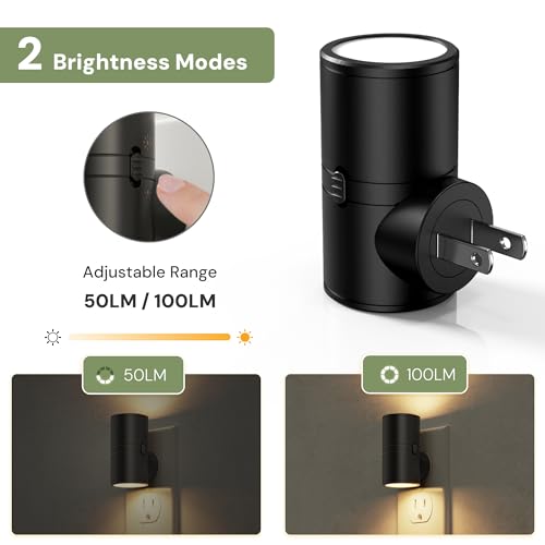 Image of L LOHAS LED Night Light, Mini Night Lights Plug into Wall, Light Sensor, 2 Level Brightness, Soft White 3000K, Rotating Nightlight Plug in Wall for Adult Kids Hallway Bedroom Bathroom Stairway, 1 Pack