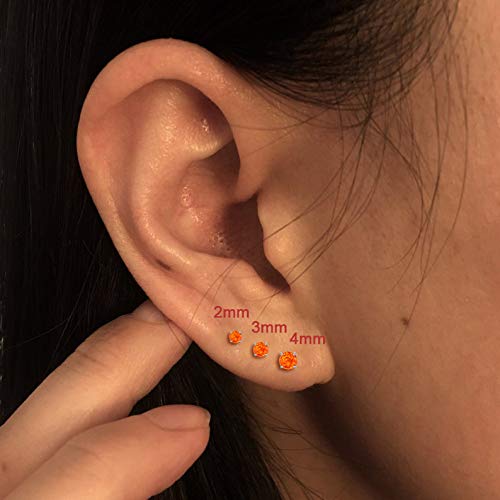 Sterling Silver Stud Earrings for Women- White Gold Plated Opal Earrings Hypoallergenic Small Birthstone Earrings4