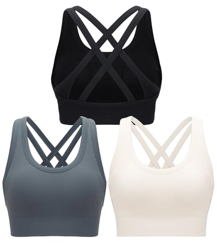Image of RUNNING GIRL Sports Bra for Women High Support, Criss-Cross Back Padded Strappy Sports Bras Yoga Bra with Removable Cups